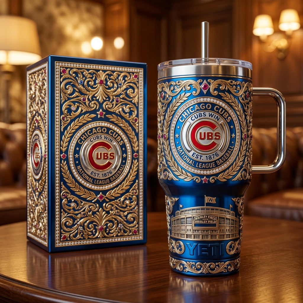 Chicago Cubs 40oz Tumbler with Lid and Straw