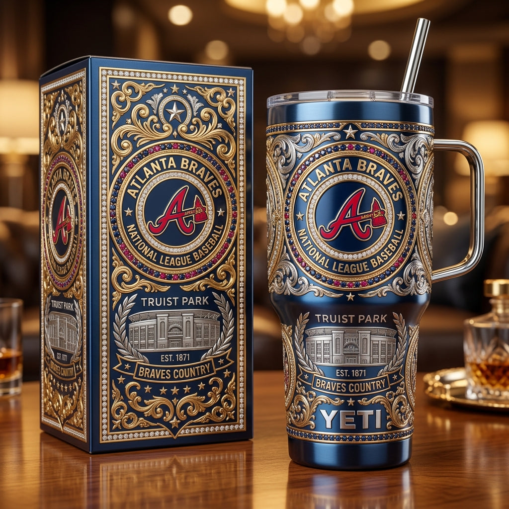 Atlanta Braves 40oz Tumbler with Lid and Straw