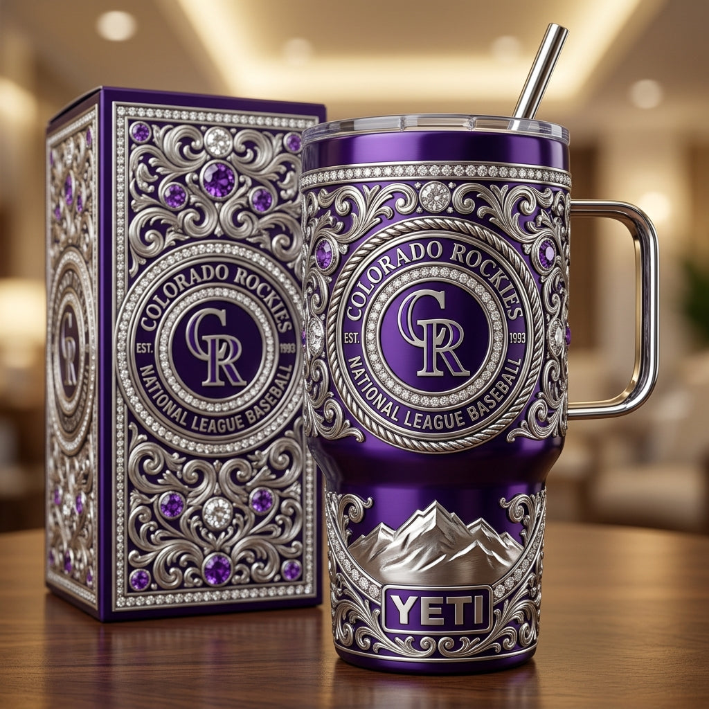 Colorado Rockies 40oz Tumbler with Lid and Straw
