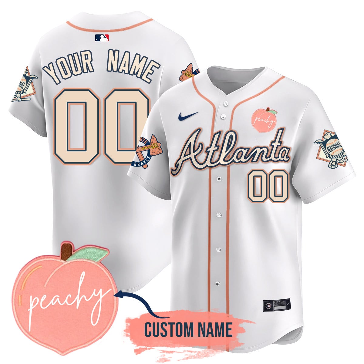 Custom Personalized Braves 2024 "Peach Fuzz" Jersey - All Stitched