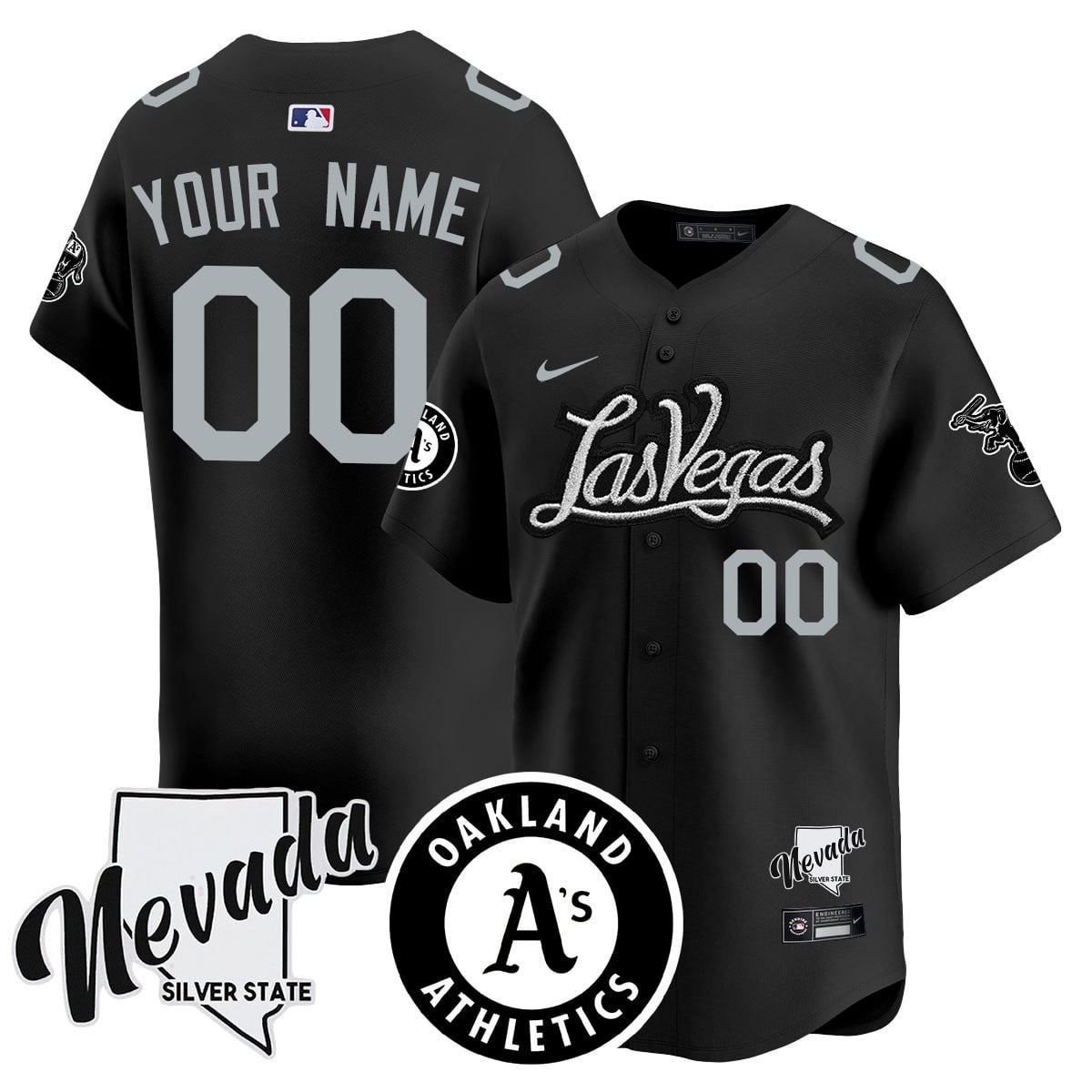 Custom Name/Gender Athletics Black Silver 2024 Jersey N1 - All Stitched