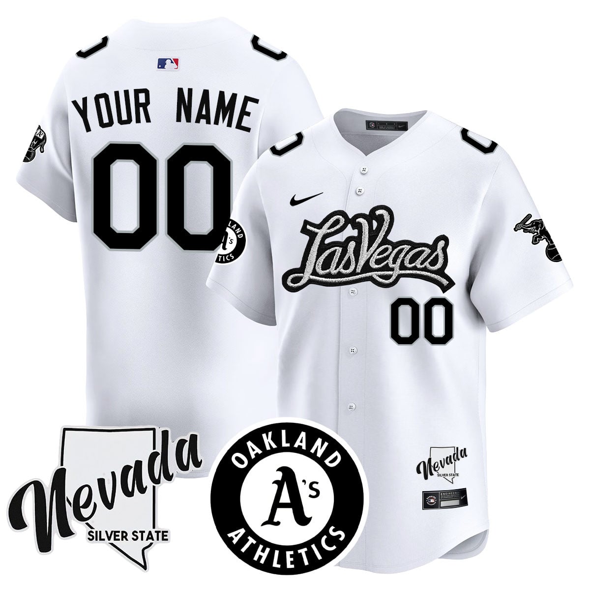 Custom Name/Gender Athletics Black Silver 2024 Jersey N1 - All Stitched