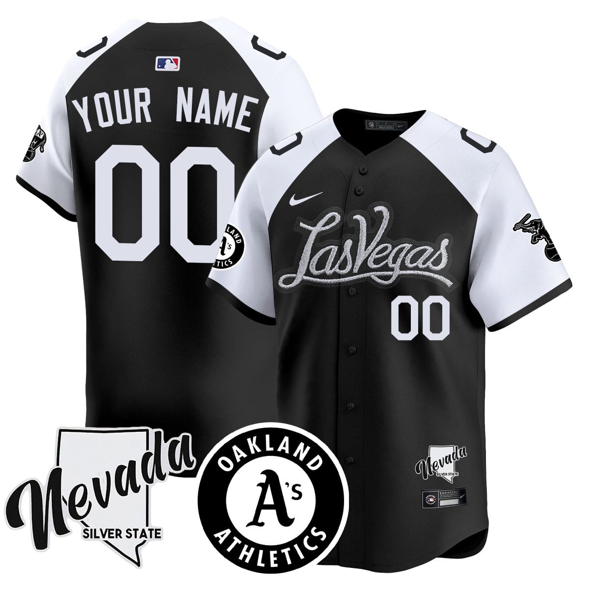 Custom Name/Gender Athletics Black Silver 2024 Jersey N1 - All Stitched