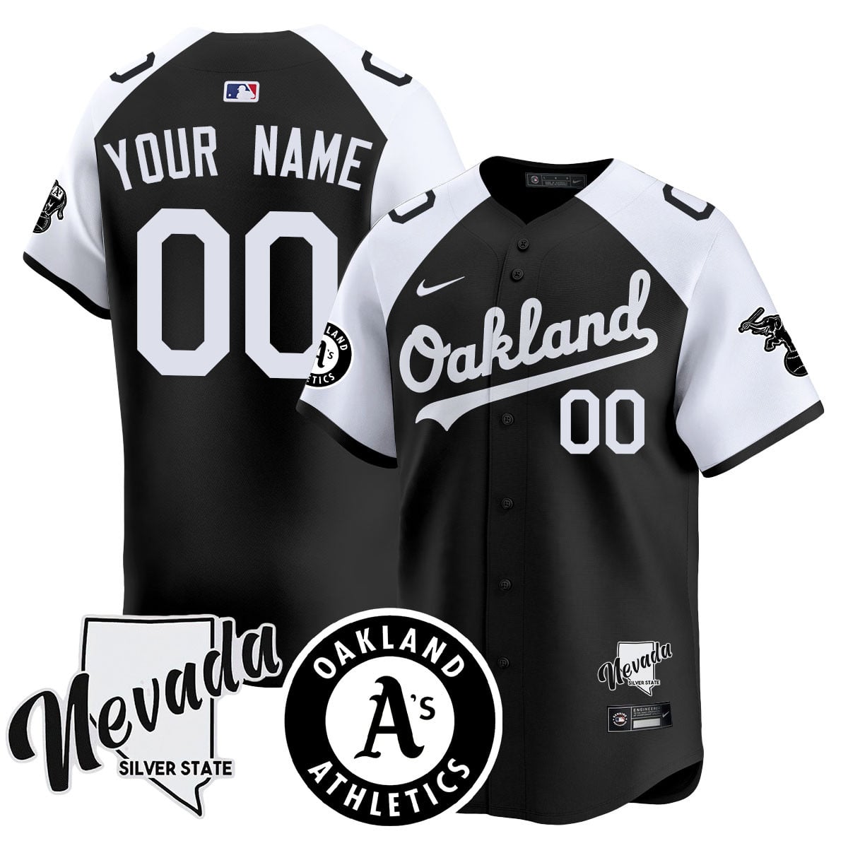 Custom Name/Gender Athletics Black Silver 2024 Jersey - All Stitched