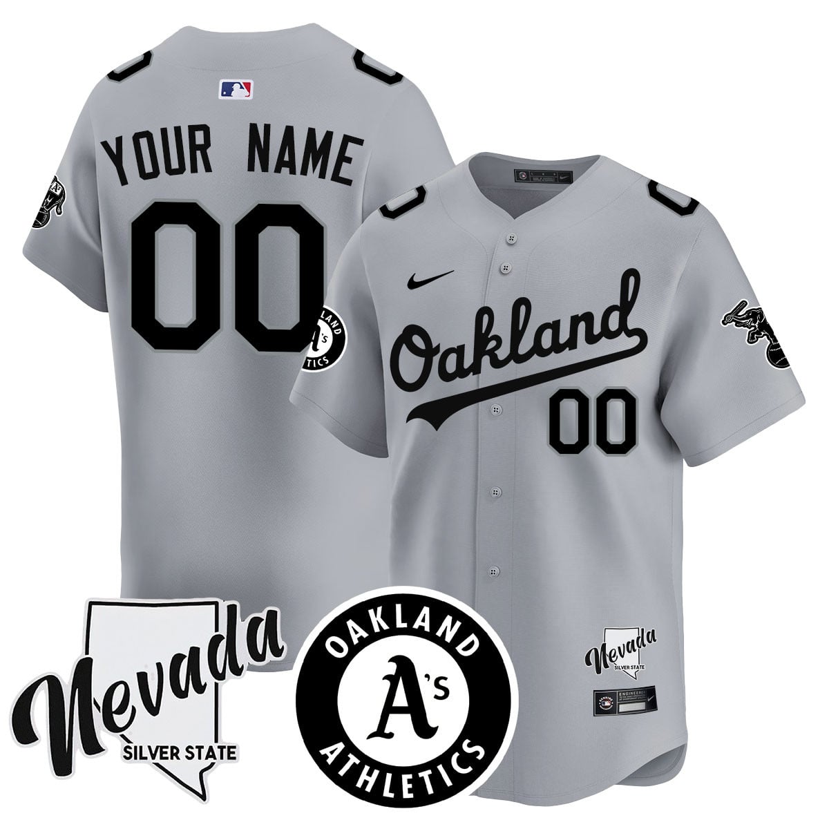Custom Name/Gender Athletics Black Silver 2024 Jersey - All Stitched