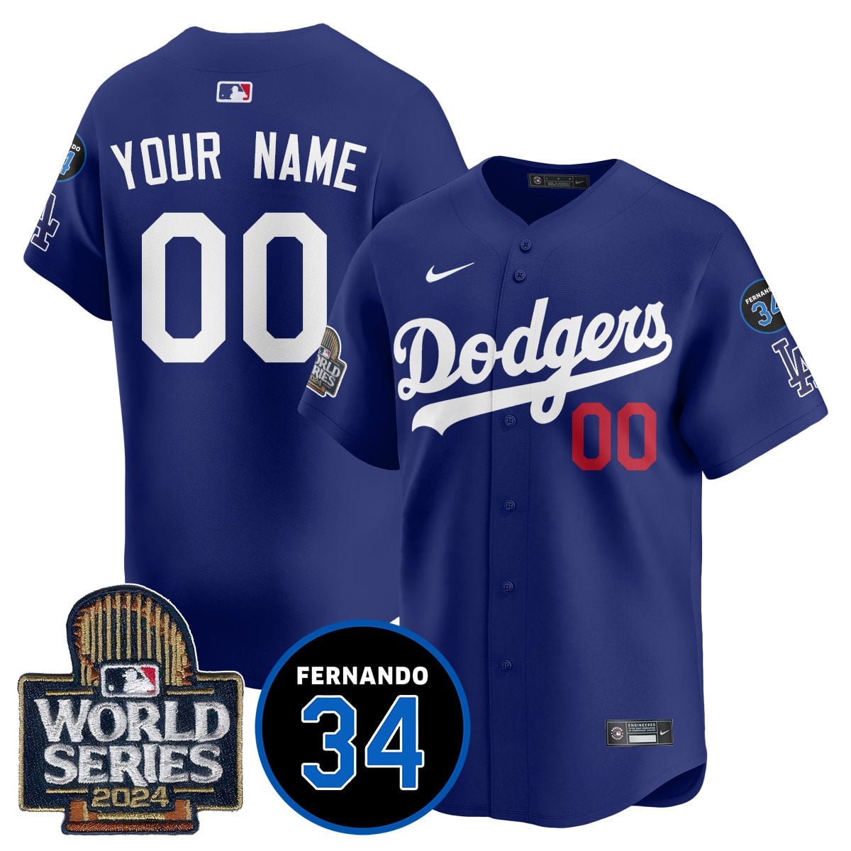 Custom Name/Gender LA Dodgers - Fernando Valenzuela Memorial Jersey/ World Series 2024 - All Stitched VTTLJS033