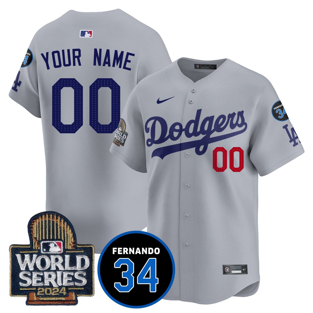 Custom Name/Gender LA Dodgers - Fernando Valenzuela Memorial Jersey/ World Series 2024 - All Stitched VTTLJS033