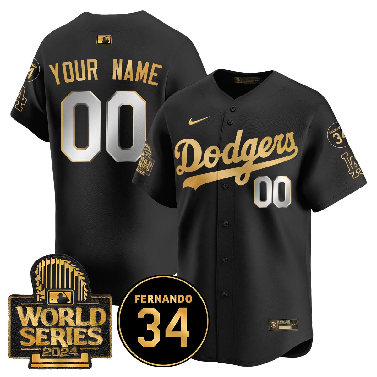 Custom Name/Gender LA Dodgers - Fernando Valenzuela Memorial Jersey/ World Series 2024 - All Stitched VTTLJS033