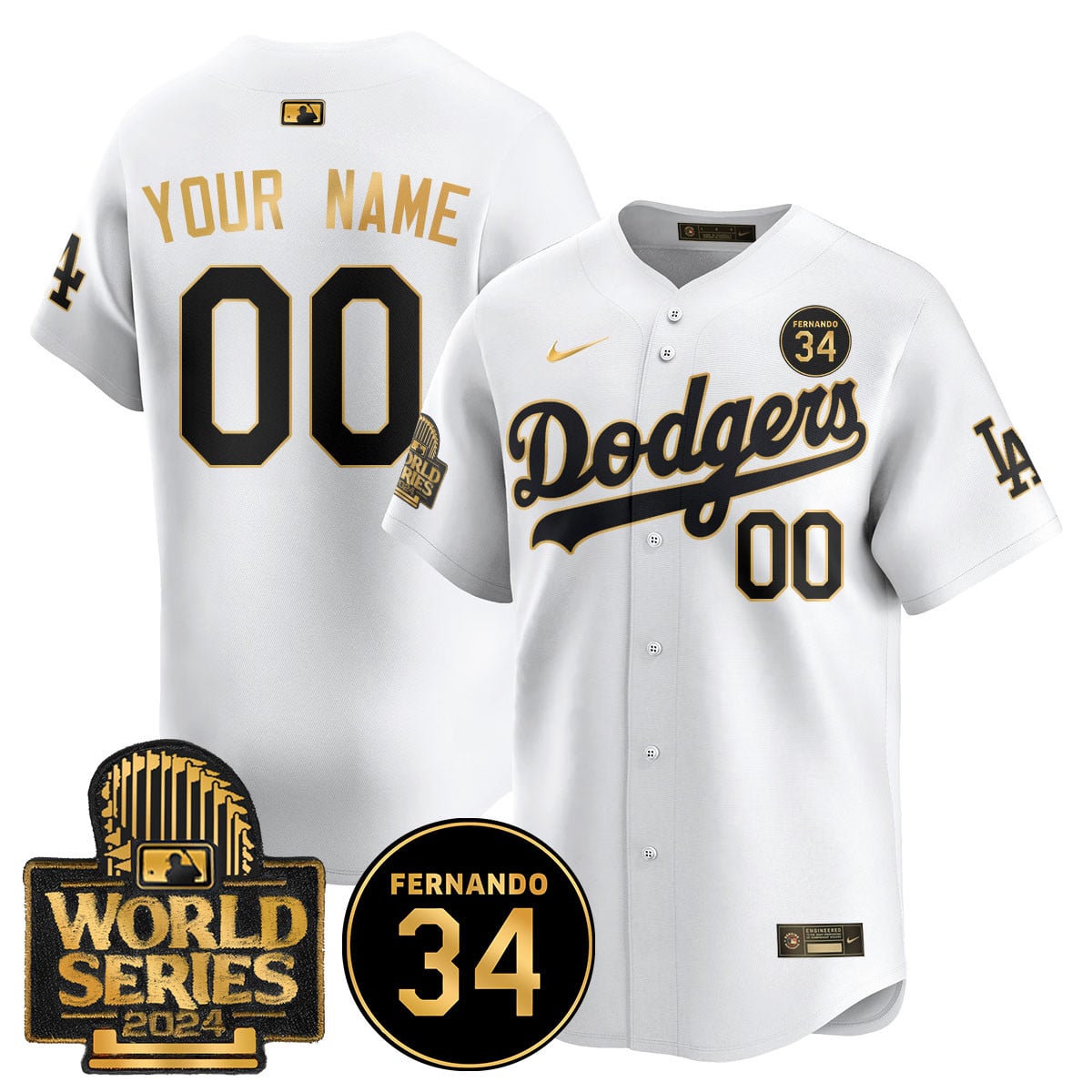 Custom Name/Gender LA Dodgers - Fernando Valenzuela Memorial Jersey/ World Series 2024 - All Stitched N1 VTTLJS033