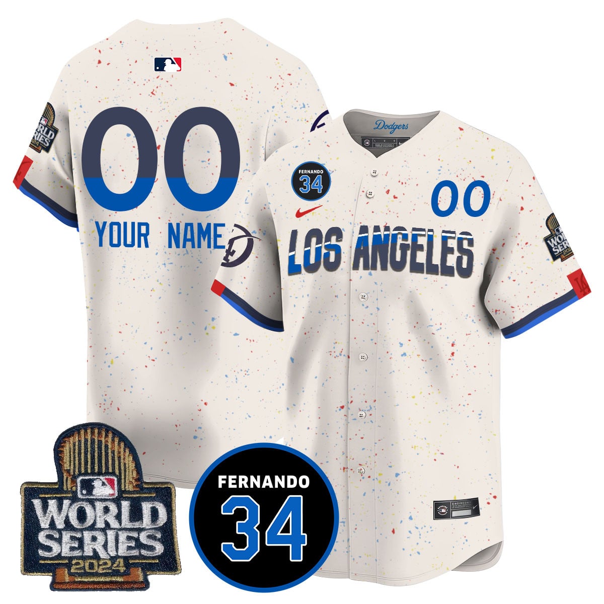 Custom Name/Gender LA Dodgers - Fernando Valenzuela Memorial Jersey/ World Series 2024 - All Stitched N1 VTTLJS033