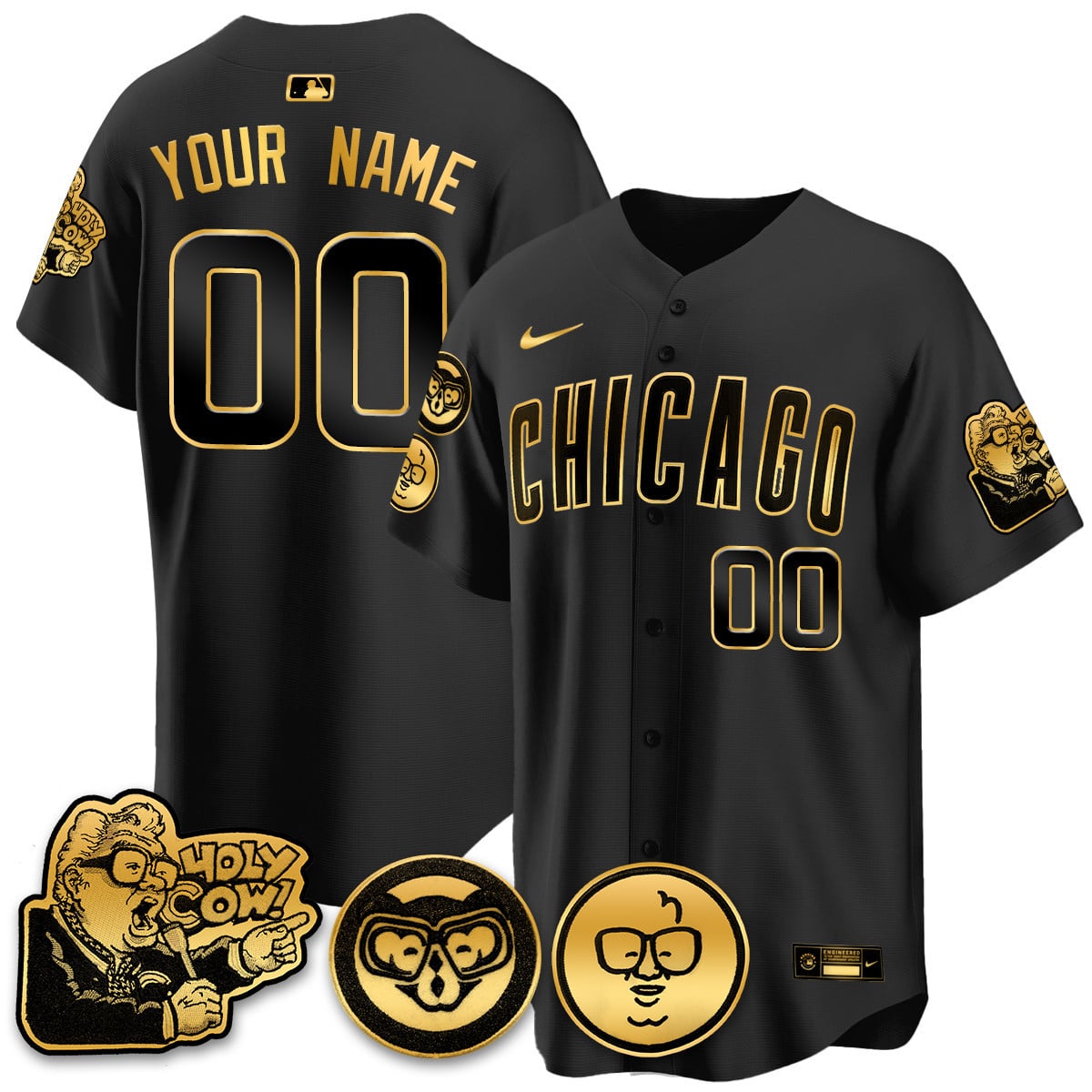 Custom Gender/Name Chicago Cubs Limited Jersey - Harry Caray "Holy Cow" Patch - All Stitched