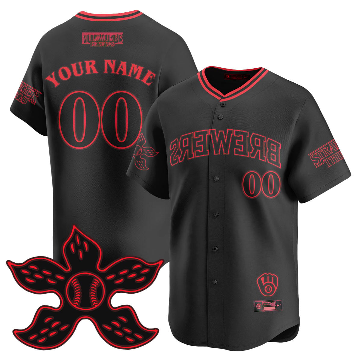 Custom Milwaukee Brewers Stranger Things 2025 Limited Jersey - All Stitched