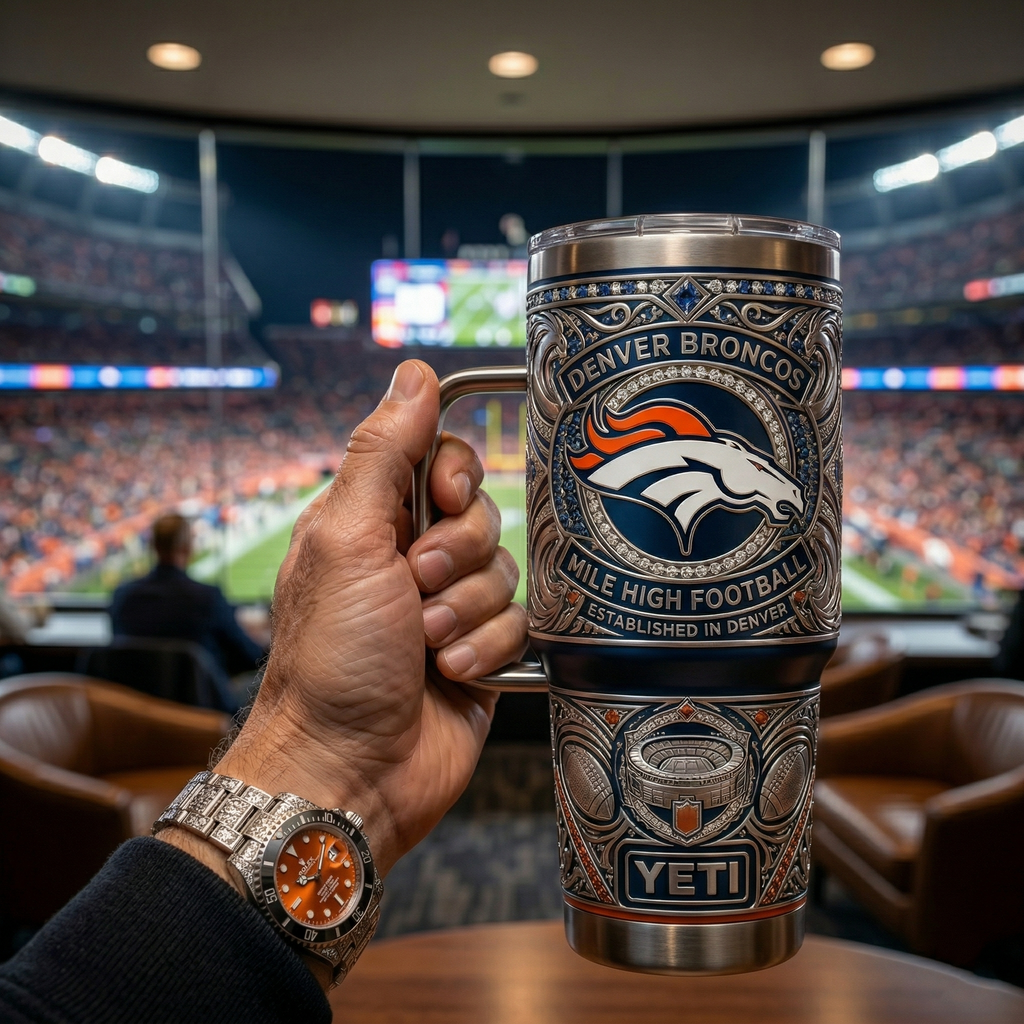 Denver Broncos 40 oz Tumbler with Handle and Lid