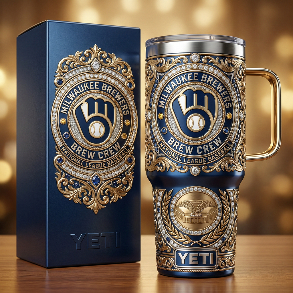 Milwaukee Brewers 40 oz Tumbler with Lid and Handle