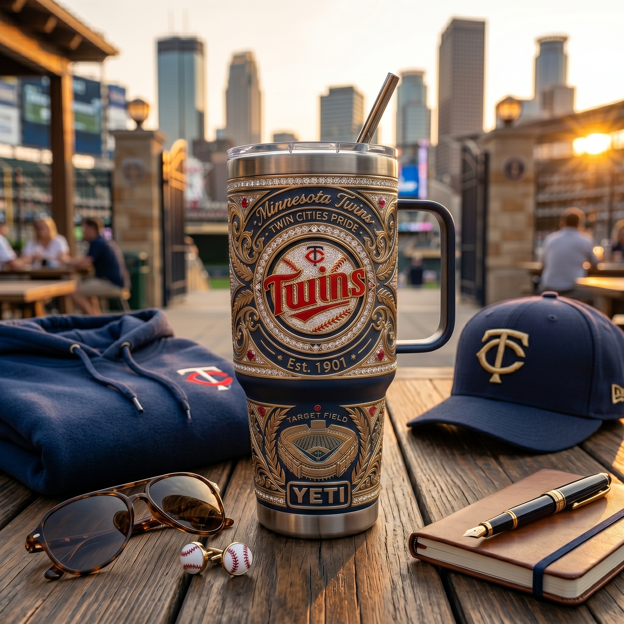 Minnesota Twins 40 oz Tumbler with Handle and Lid