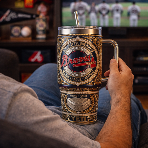 Atlanta Braves 40 oz Tumbler with Lid and Handle