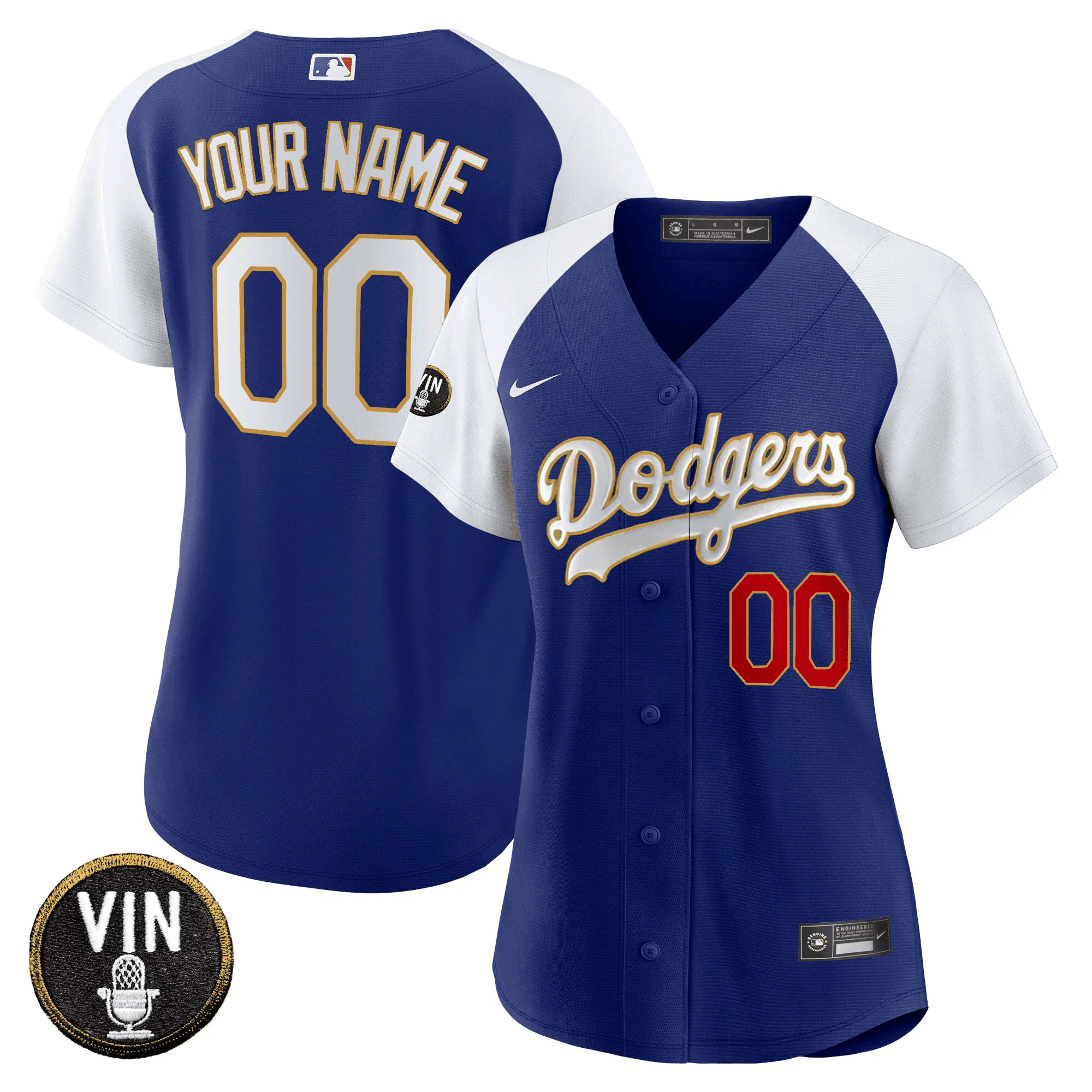 Dodgers Vin Scully Patch Flex Base Custom Jersey - All Stitched