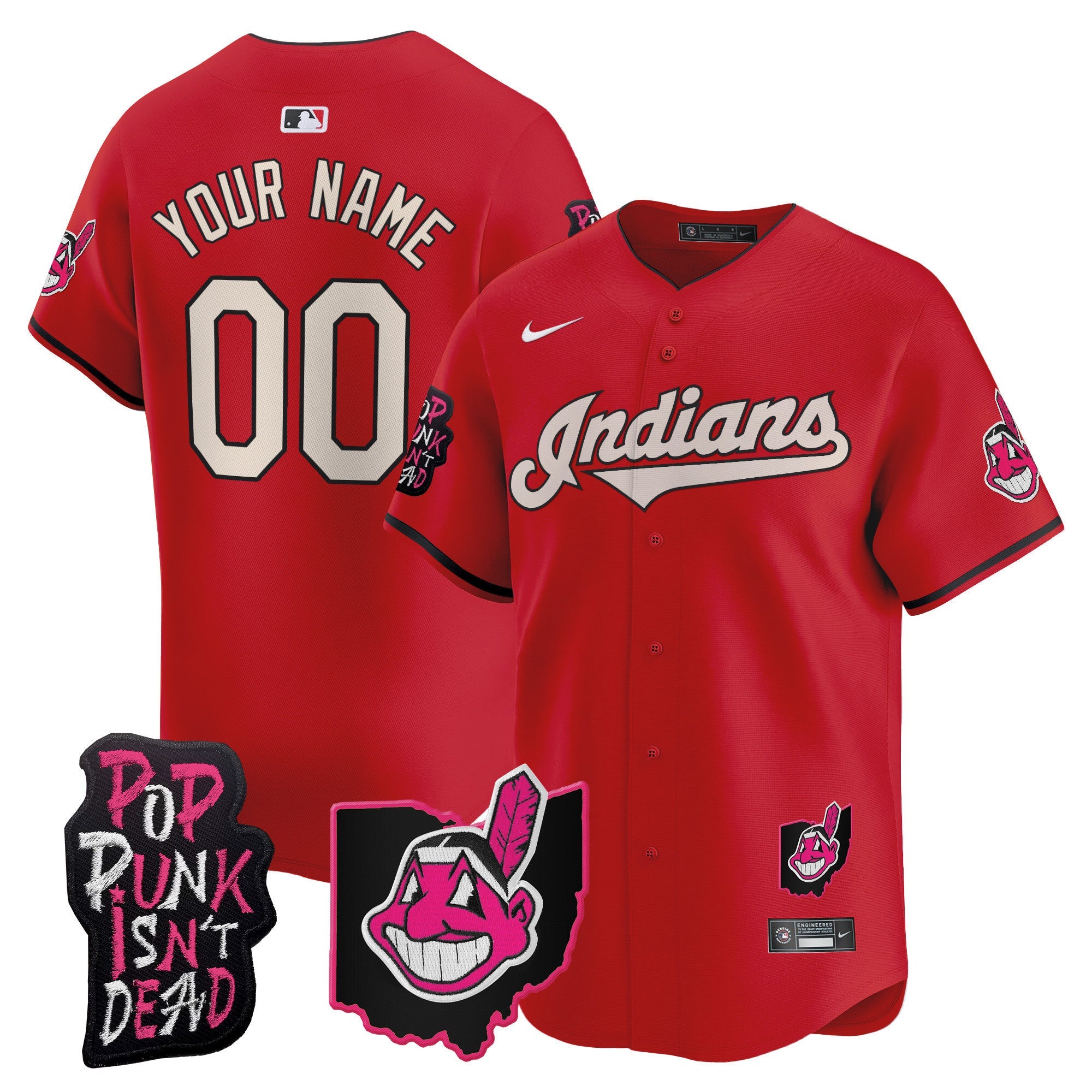 Cleveland Indians MGK Patch Vapor Premier Limited Custom Jersey - All Stitched