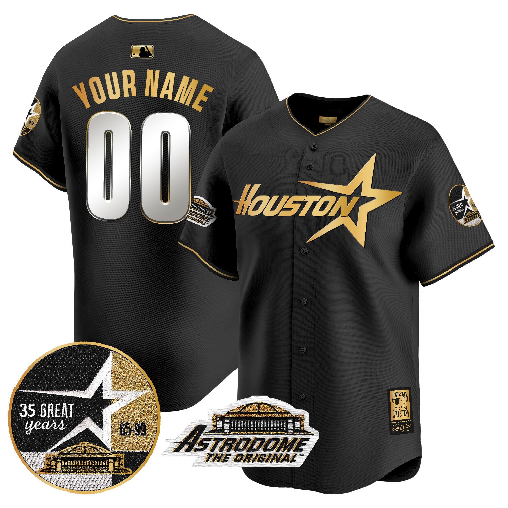Astros 1999 Throwback 35th & Astrodome Patch Vapor Premier Limited Custom Jersey V2 - All Stitched