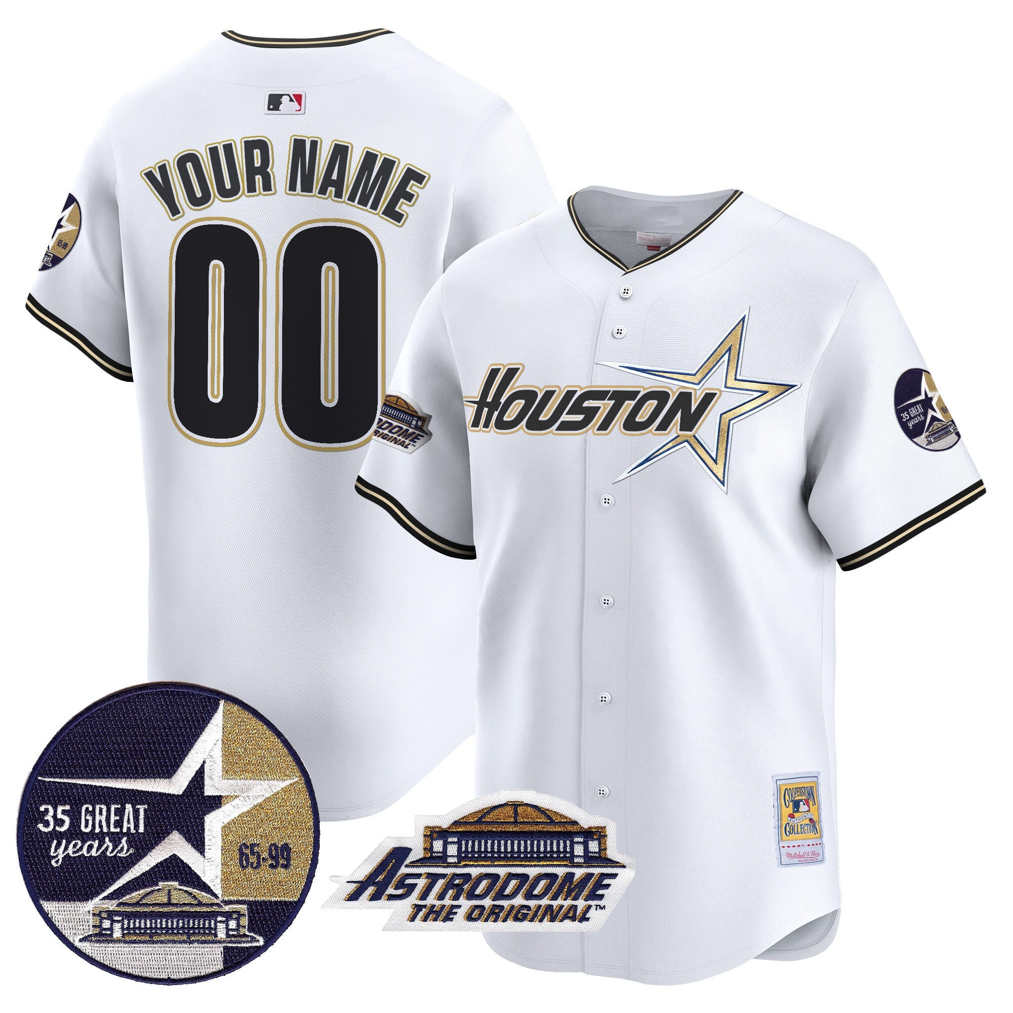 Astros 1999 Throwback 35th & Astrodome Patch Vapor Premier Limited Custom Jersey V2 - All Stitched