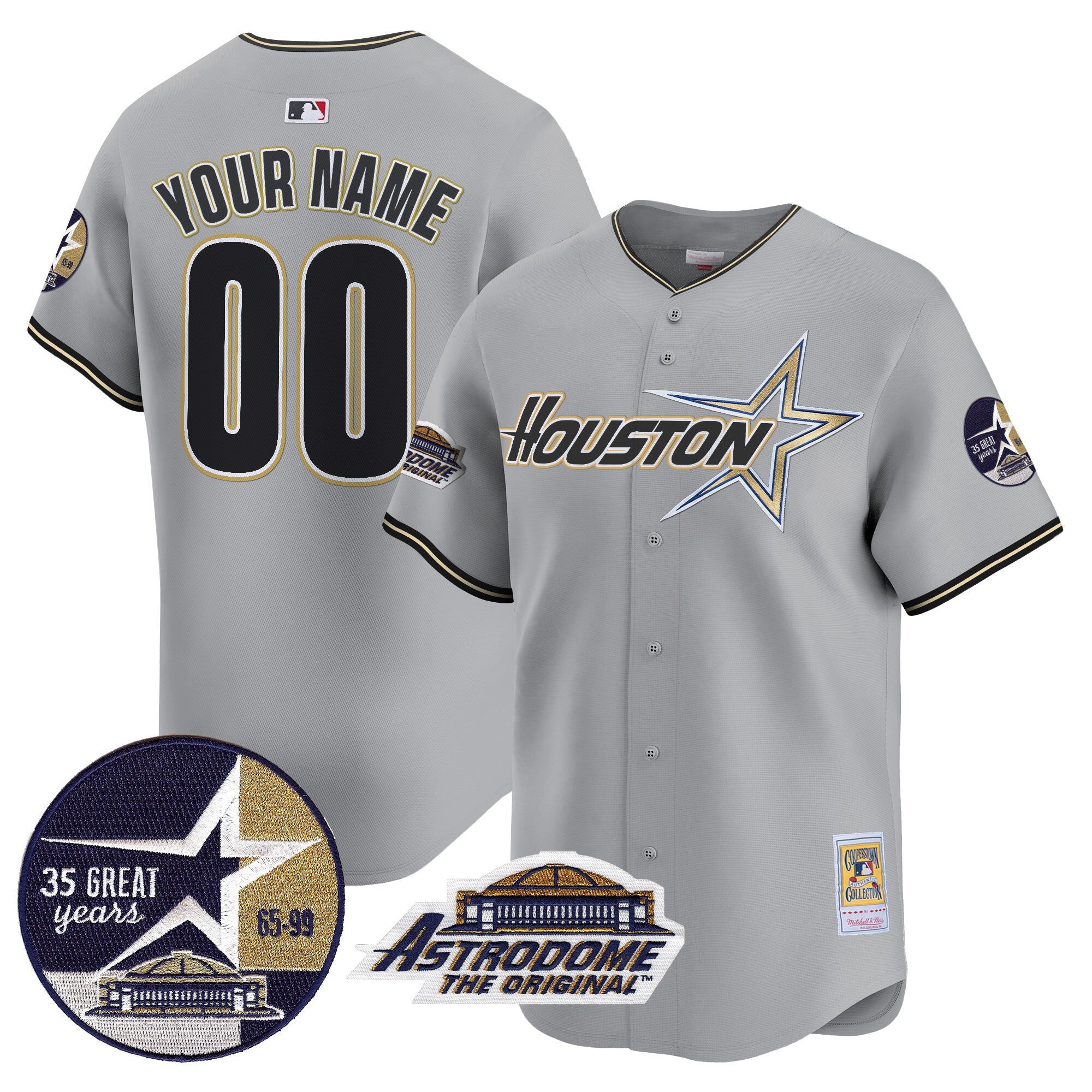 Astros 1999 Throwback 35th & Astrodome Patch Vapor Premier Limited Custom Jersey V2 - All Stitched
