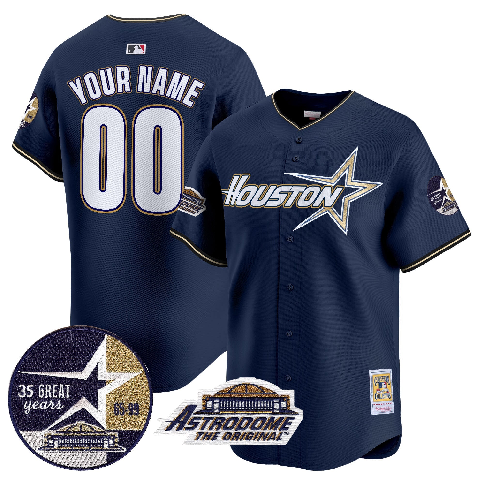 Astros 1999 Throwback 35th & Astrodome Patch Vapor Premier Limited Custom Jersey V2 - All Stitched