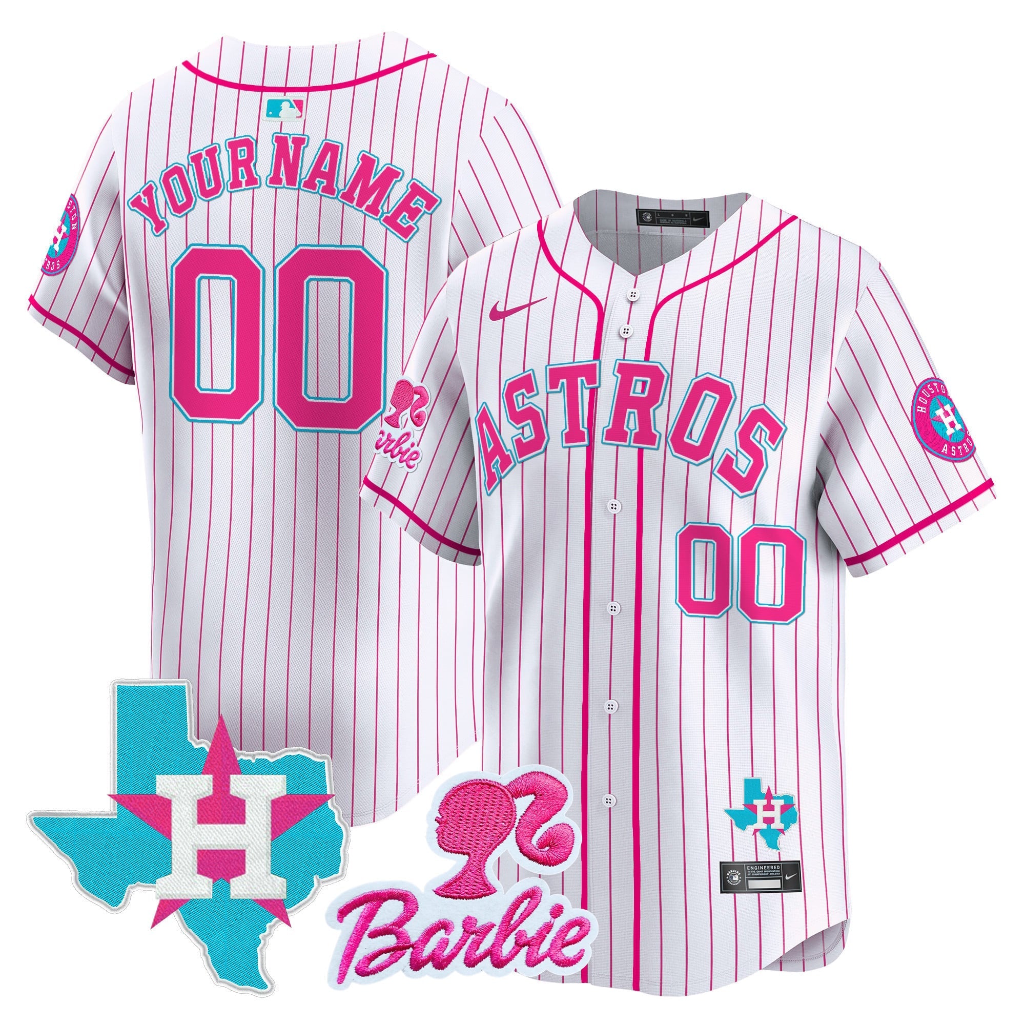 Custom Gender/Name Astros Barbie Patch Vapor Premier Limited Jersey - All Stitched