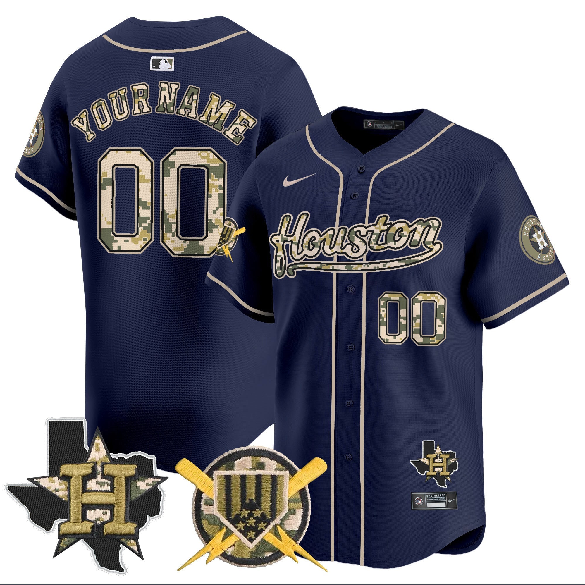 Astros Armed Forces Day Vapor Premier Limited Custom Jersey - All Stitched