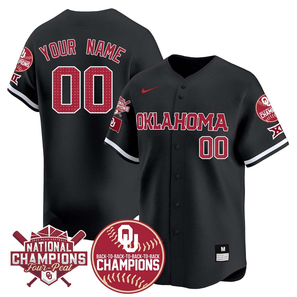 Custom Oklahoma Women's Back To National Champions Jersey 406VTTLJS002 - All Stitched