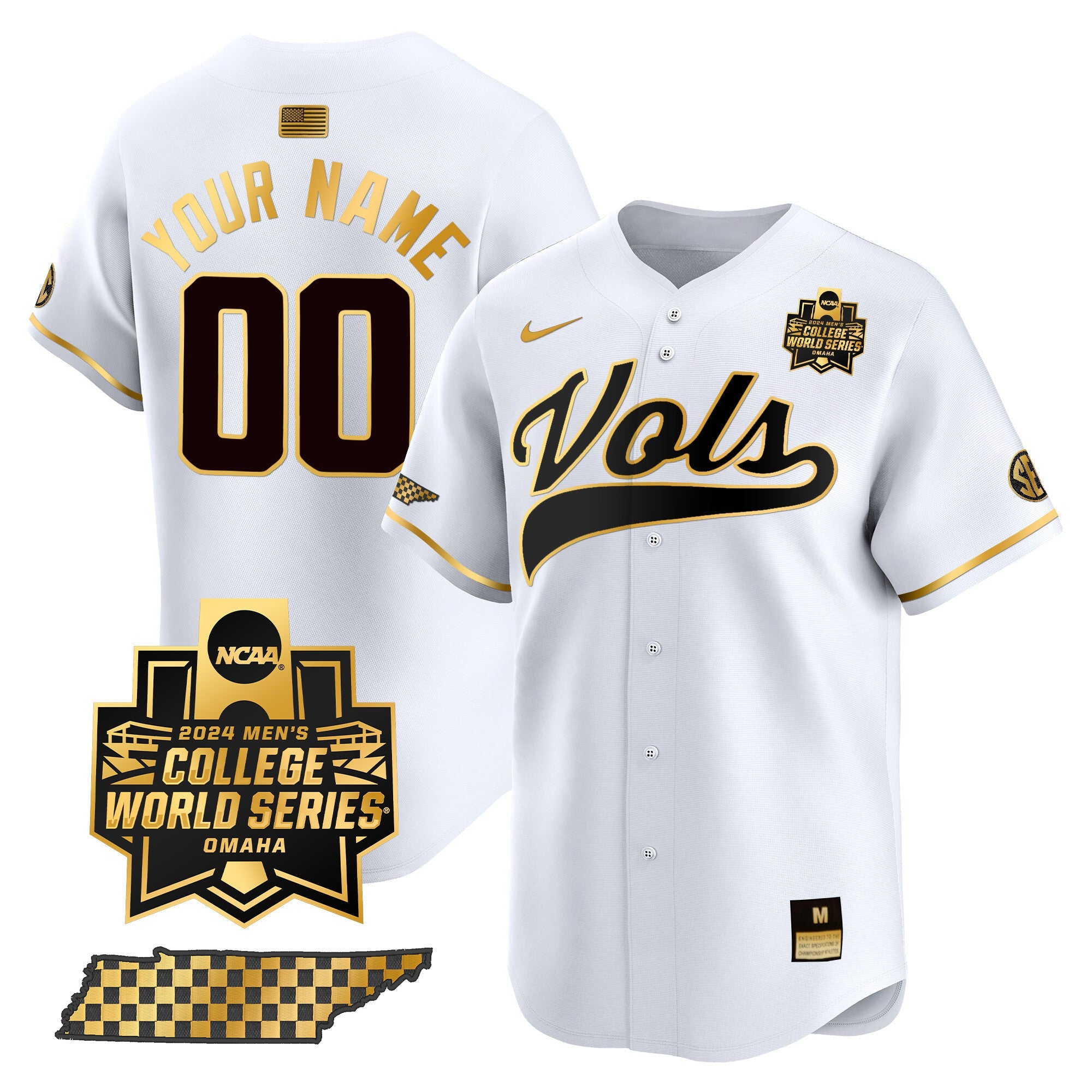 Tennessee Volunteers 2024 College World Series Vapor Premier Limited Custom Jersey V2 - All Stitched