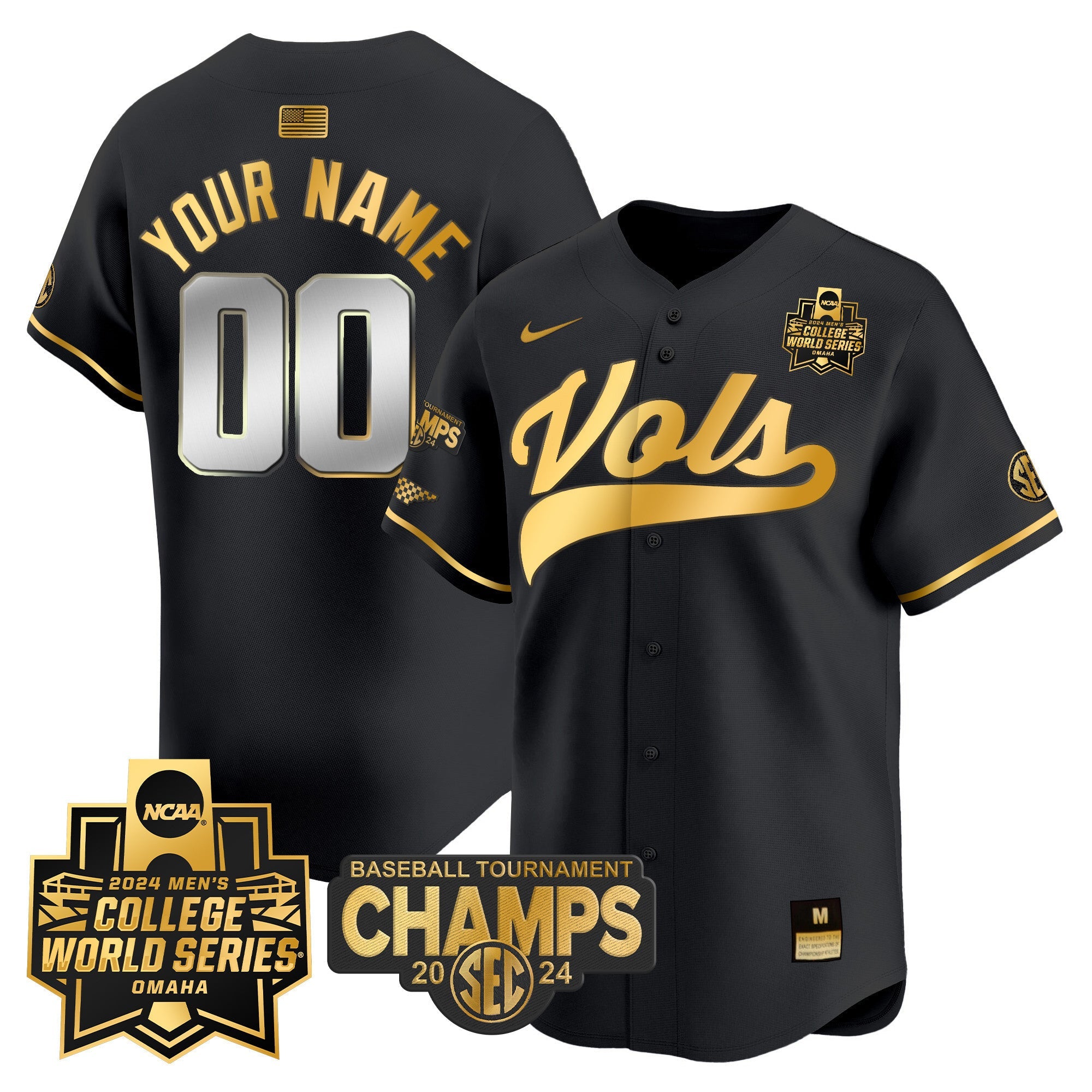 Tennessee Volunteers 2024 Tournament Champs & World Series Vapor Premier Limited Custom Jersey - All Stitched