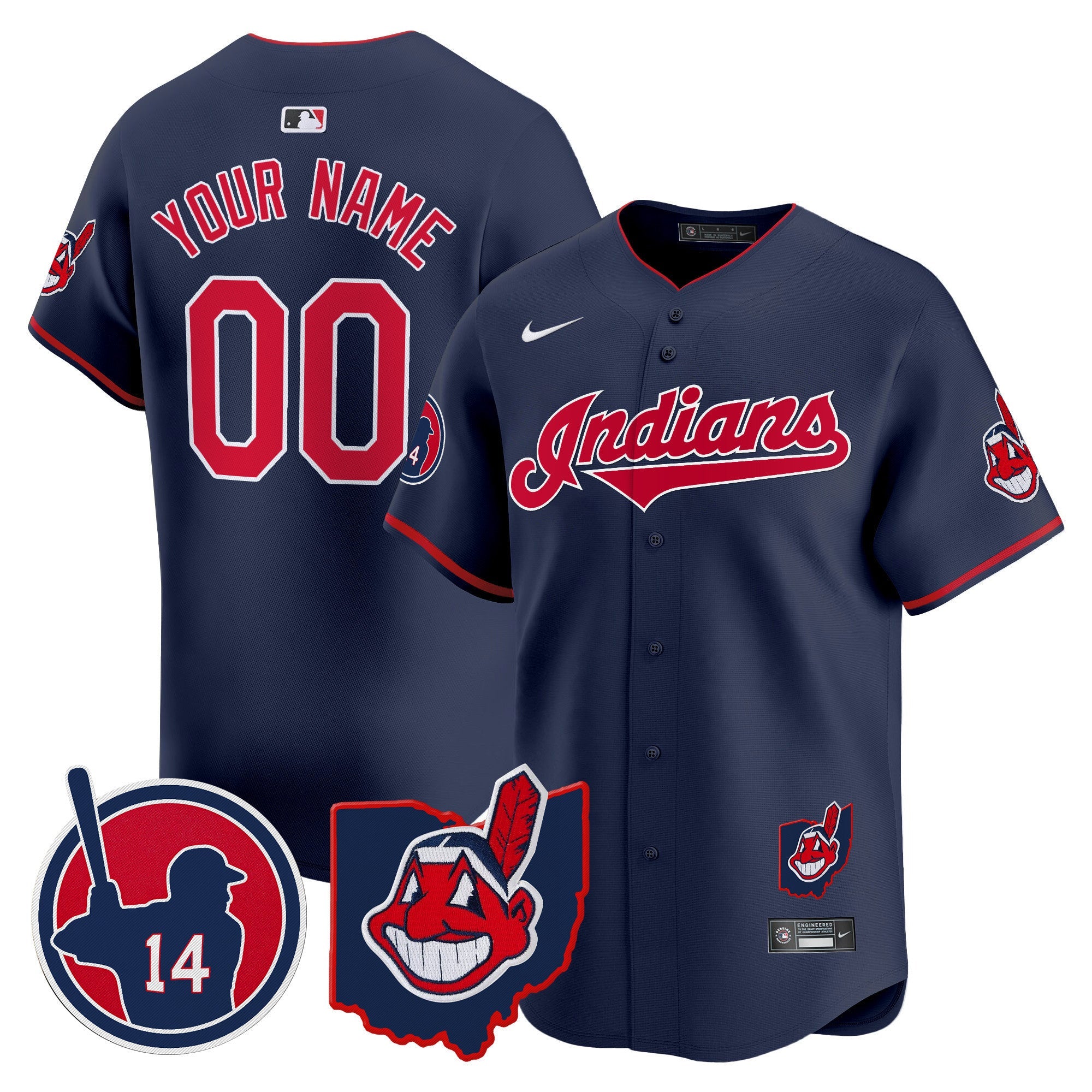 Custom Cleveland Indians Larry Doby Patch Vapor Premier Limited Jersey - All Stitched