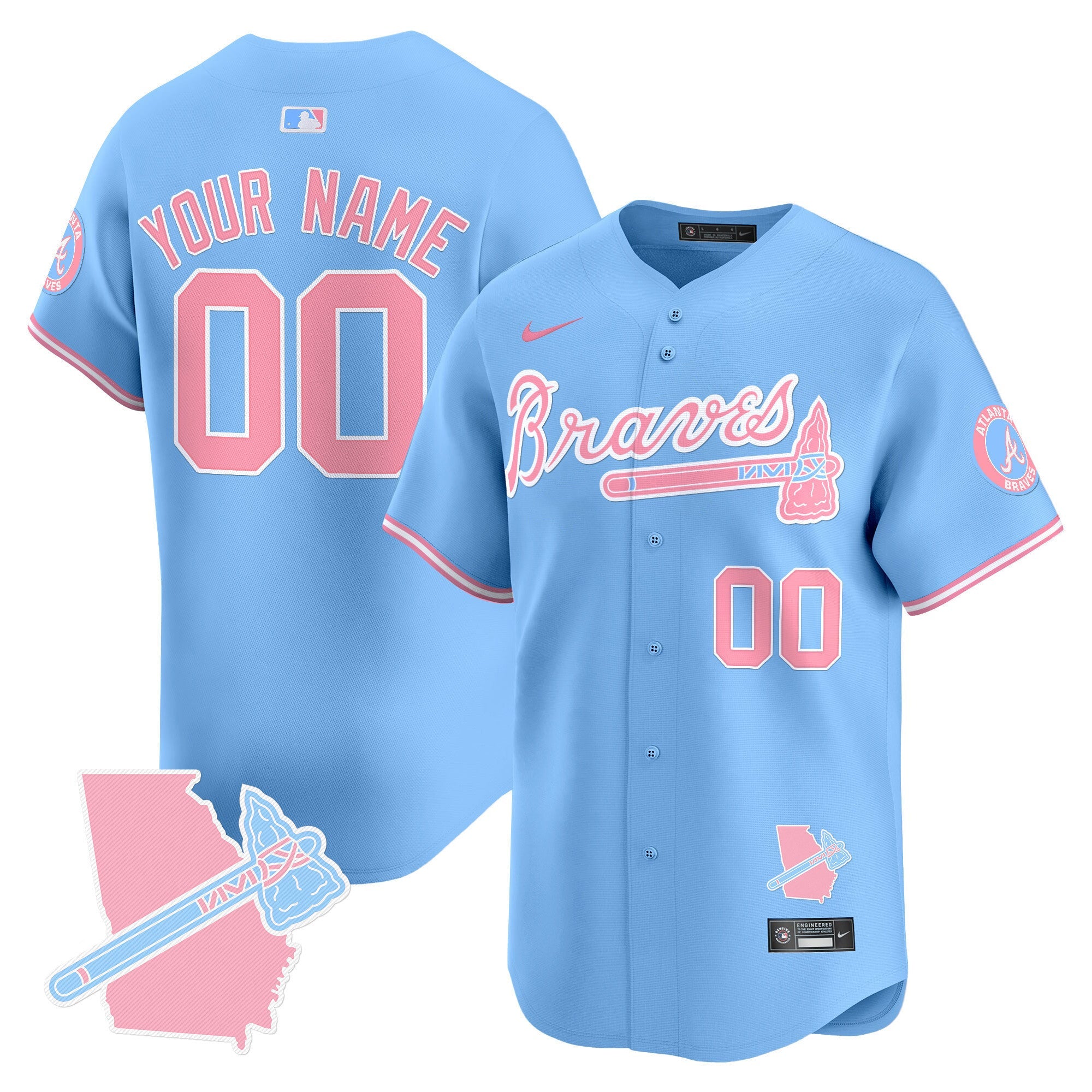 Custom Name/Gender Atlanta Braves Bubblegum Pink Vapor Premier Limited Jersey - All Stitched