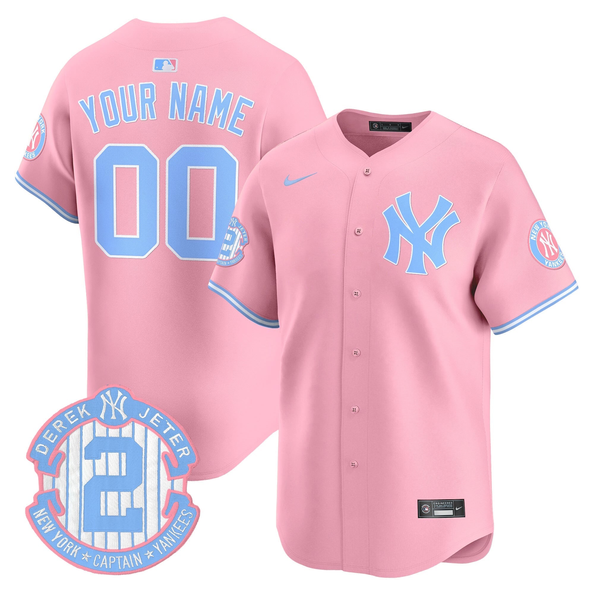 Custom New York Yankees Bubblegum Pink Vapor Premier Limited Jersey - All Stitched