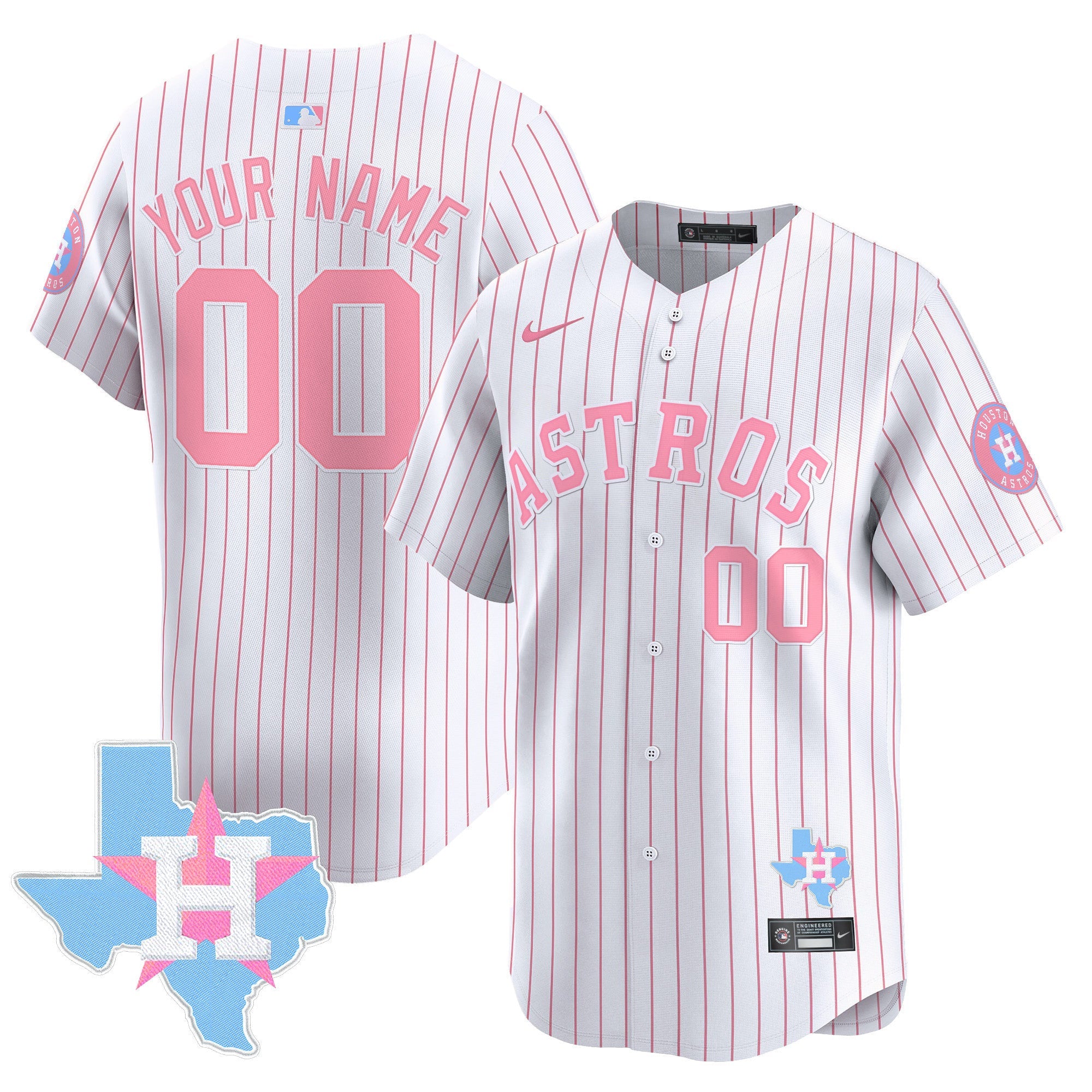 Custom Astros Bubblegum Pink Vapor Premier Limited Jersey - All Stitched