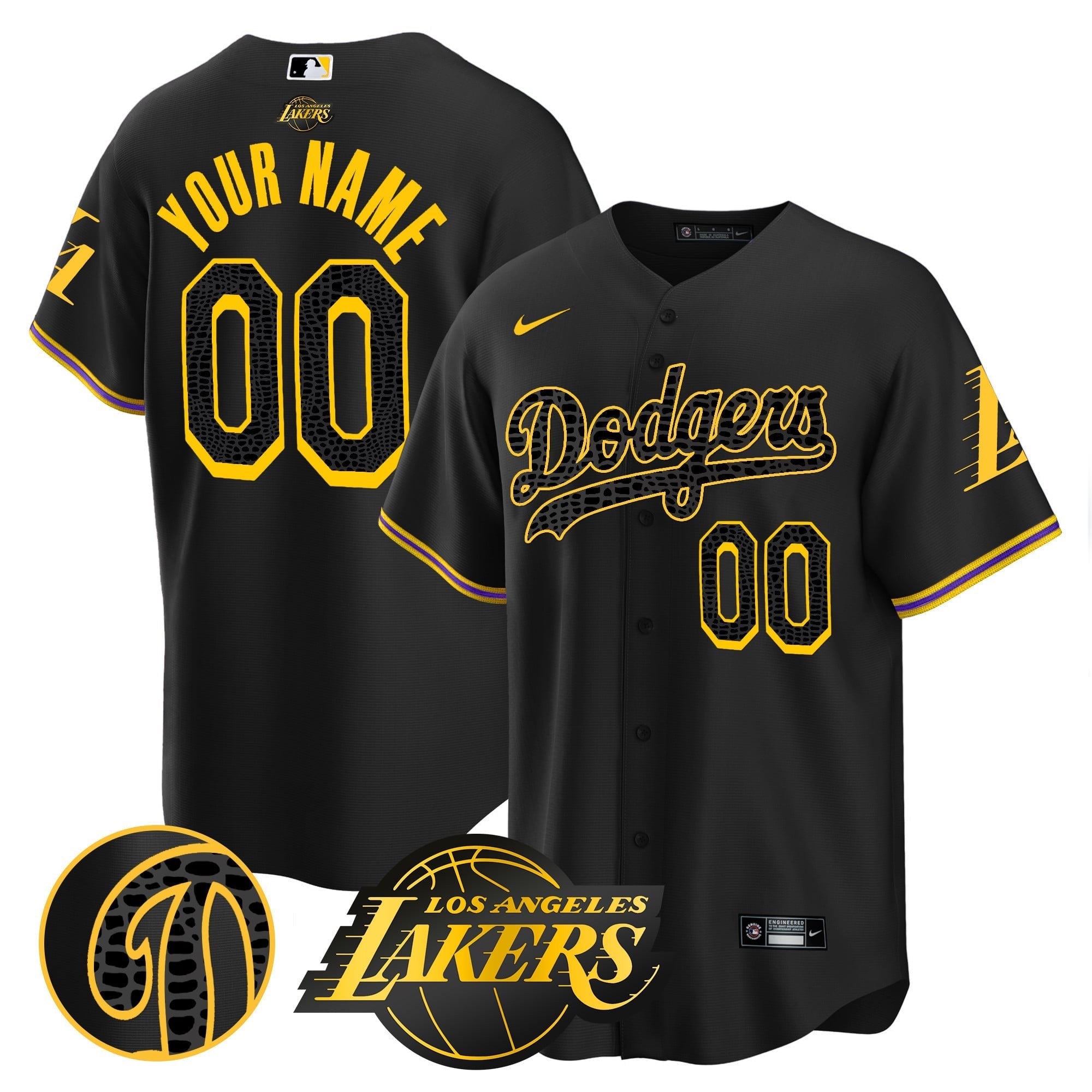 Dodgers Cool Base Mamba Custom Jersey - All Stitched
