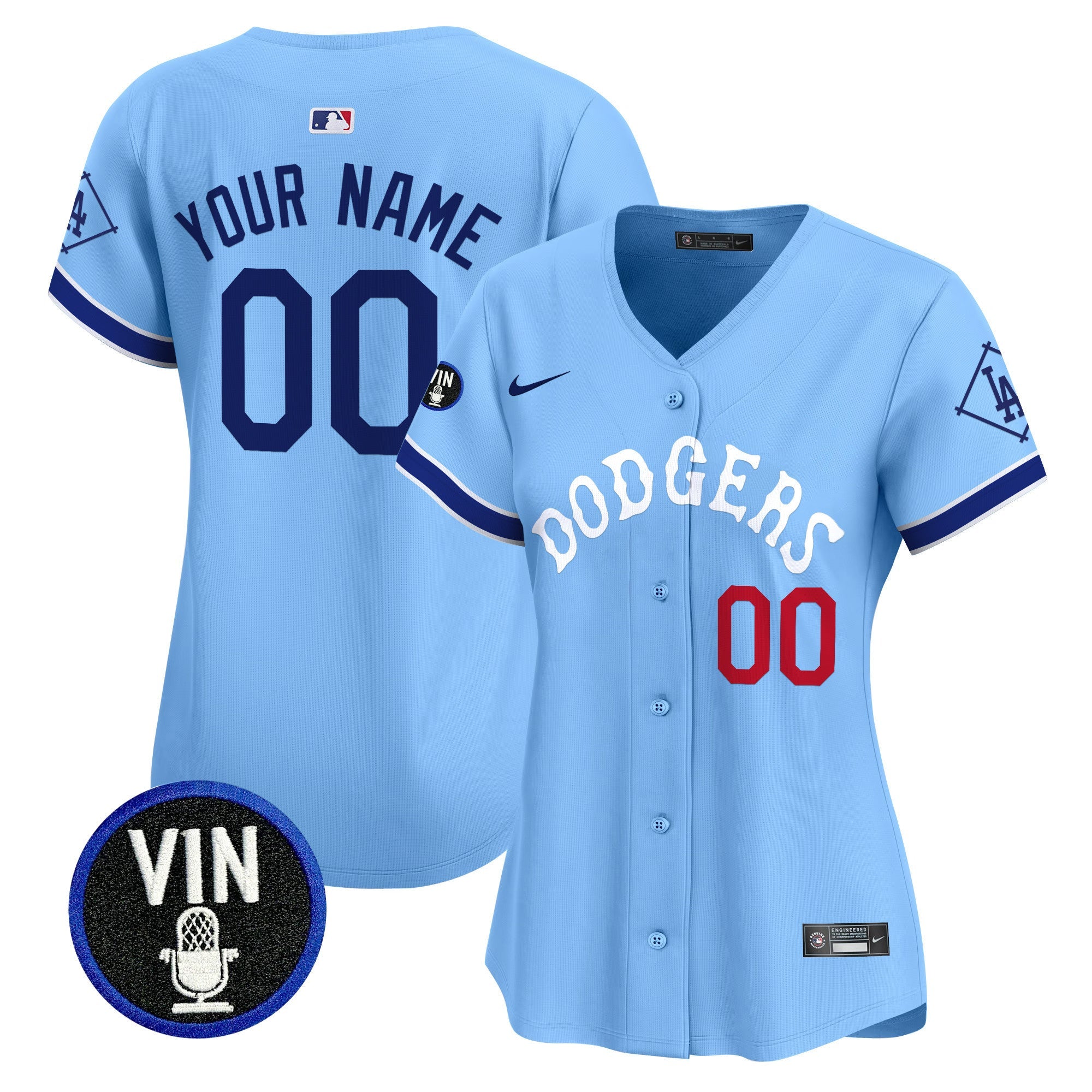 Dodgers Tribute Vin Scully Patch Vapor Premier Limited Custom Jersey - All Stitched