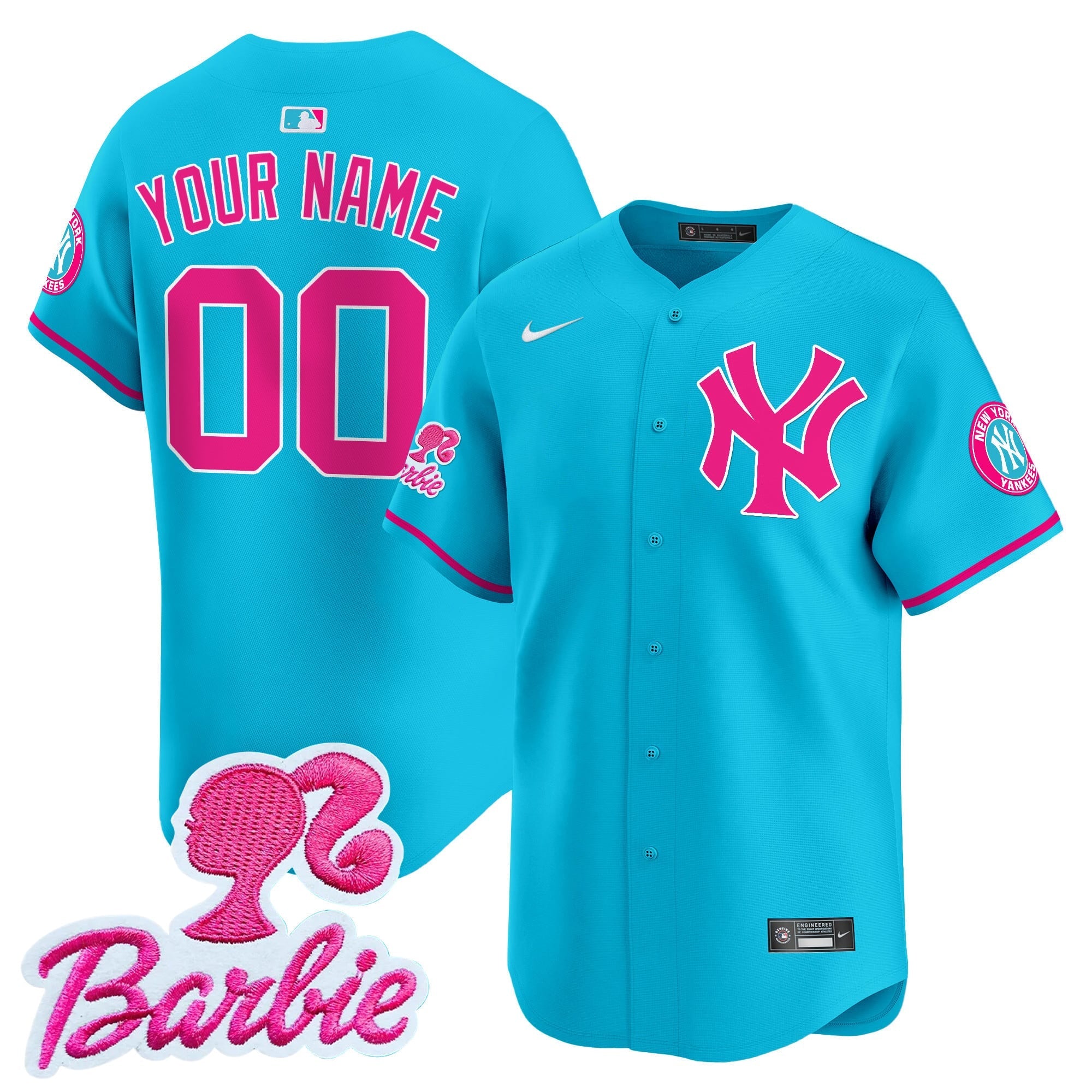 Custom Name/Gender Yankees Barbie Patch Vapor Premier Limited Jersey - All Stitched