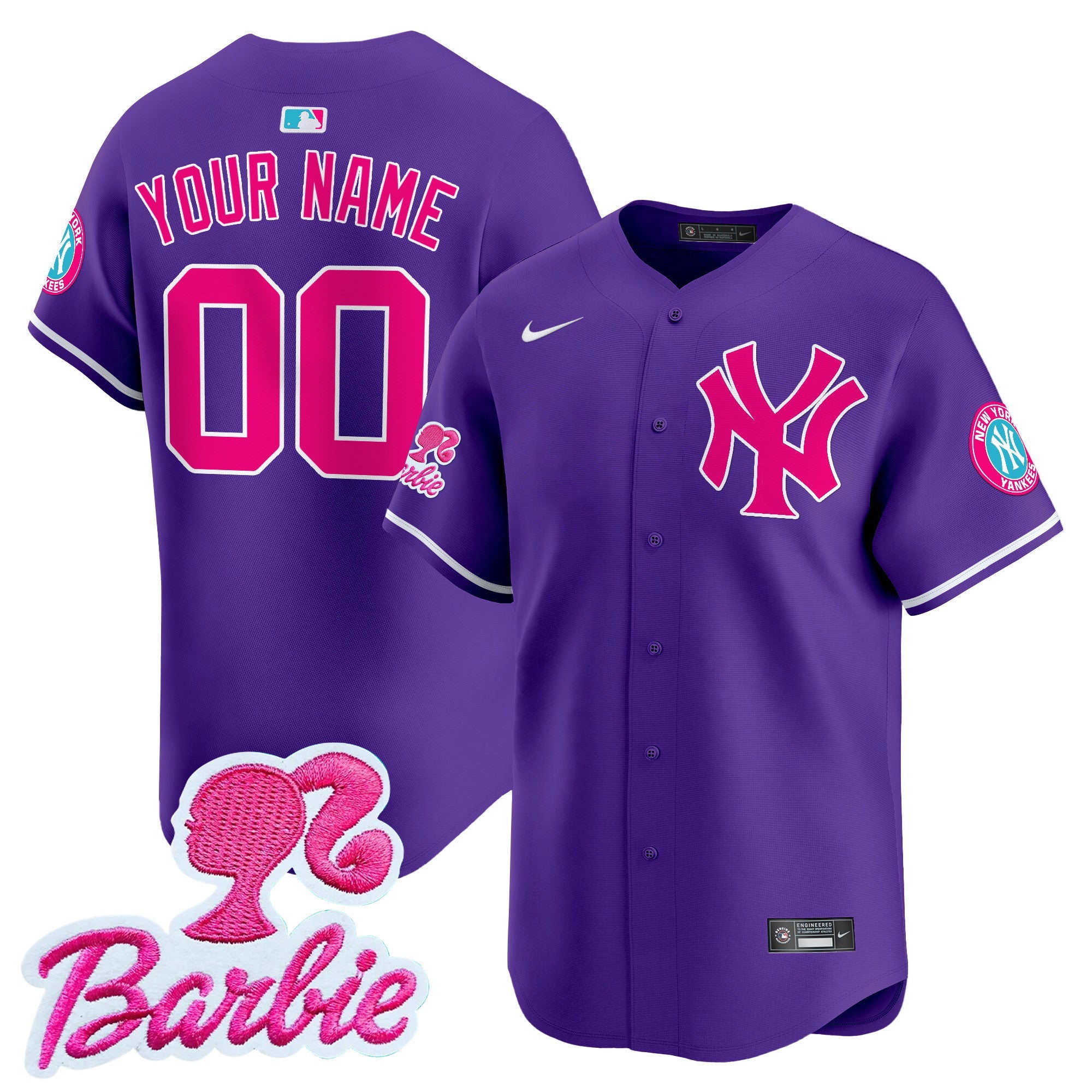 Custom Name/Gender Yankees Barbie Patch Vapor Premier Limited Jersey - All Stitched