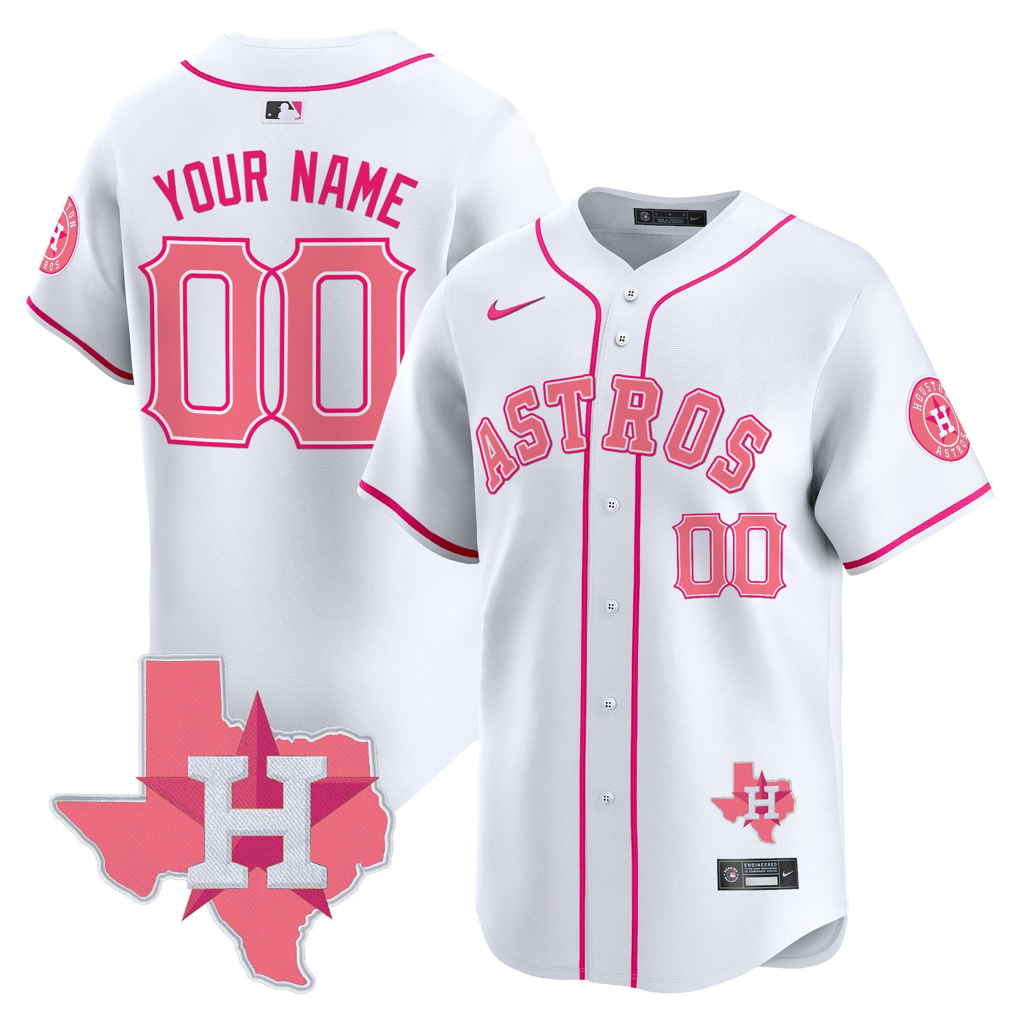 Custom Name/Gender Astros Bubblegum Pink Vapor Premier Limited Jersey V2 - All Stitched