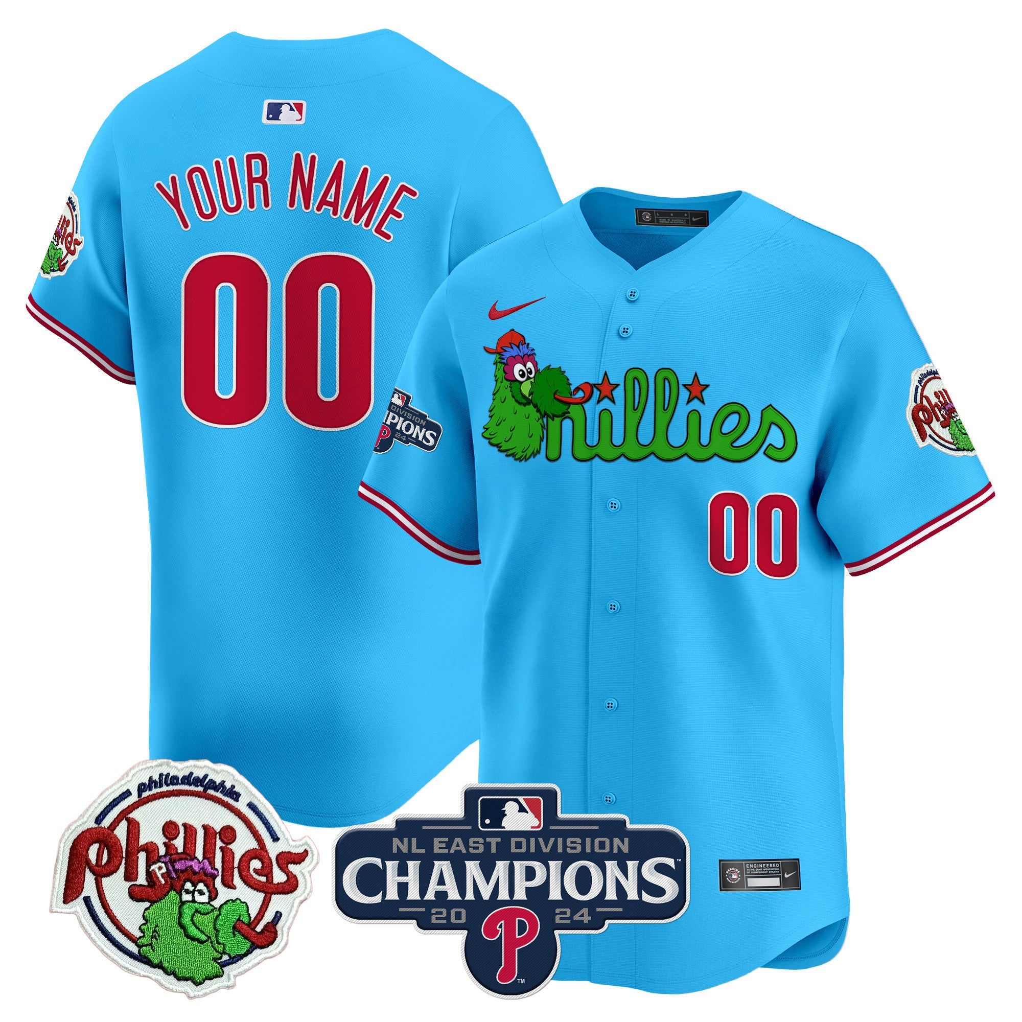 Custom Gender/Name Phillies Phanatic 2024 NL East Division Champions Vapor Premier Limited Jersey V2 - All Stitched