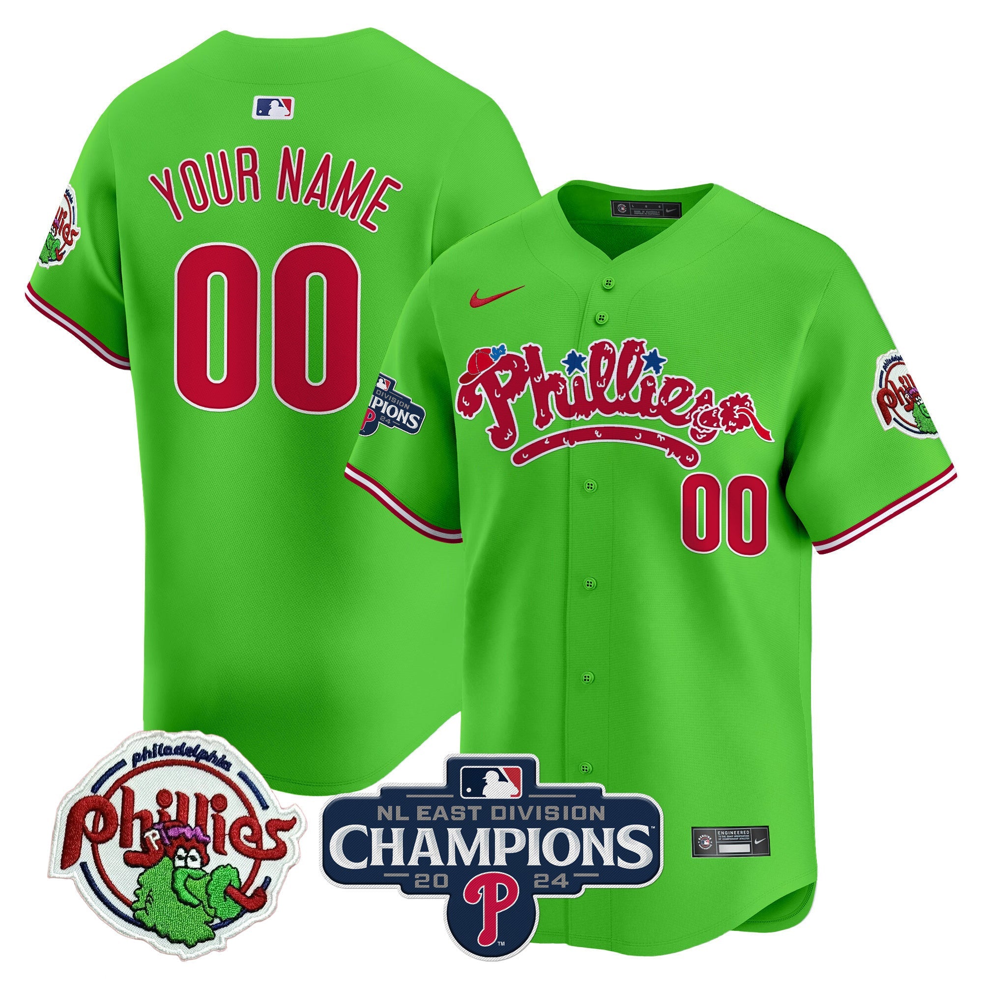 Custom Gender/Name Phillies Phanatic 2024 NL East Division Champions Vapor Premier Limited Jersey - All Stitched