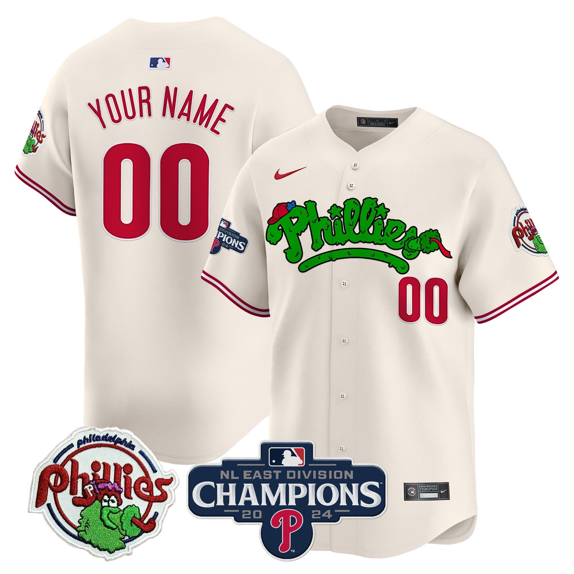 Custom Gender/Name Phillies Phanatic 2024 NL East Division Champions Vapor Premier Limited Jersey - All Stitched