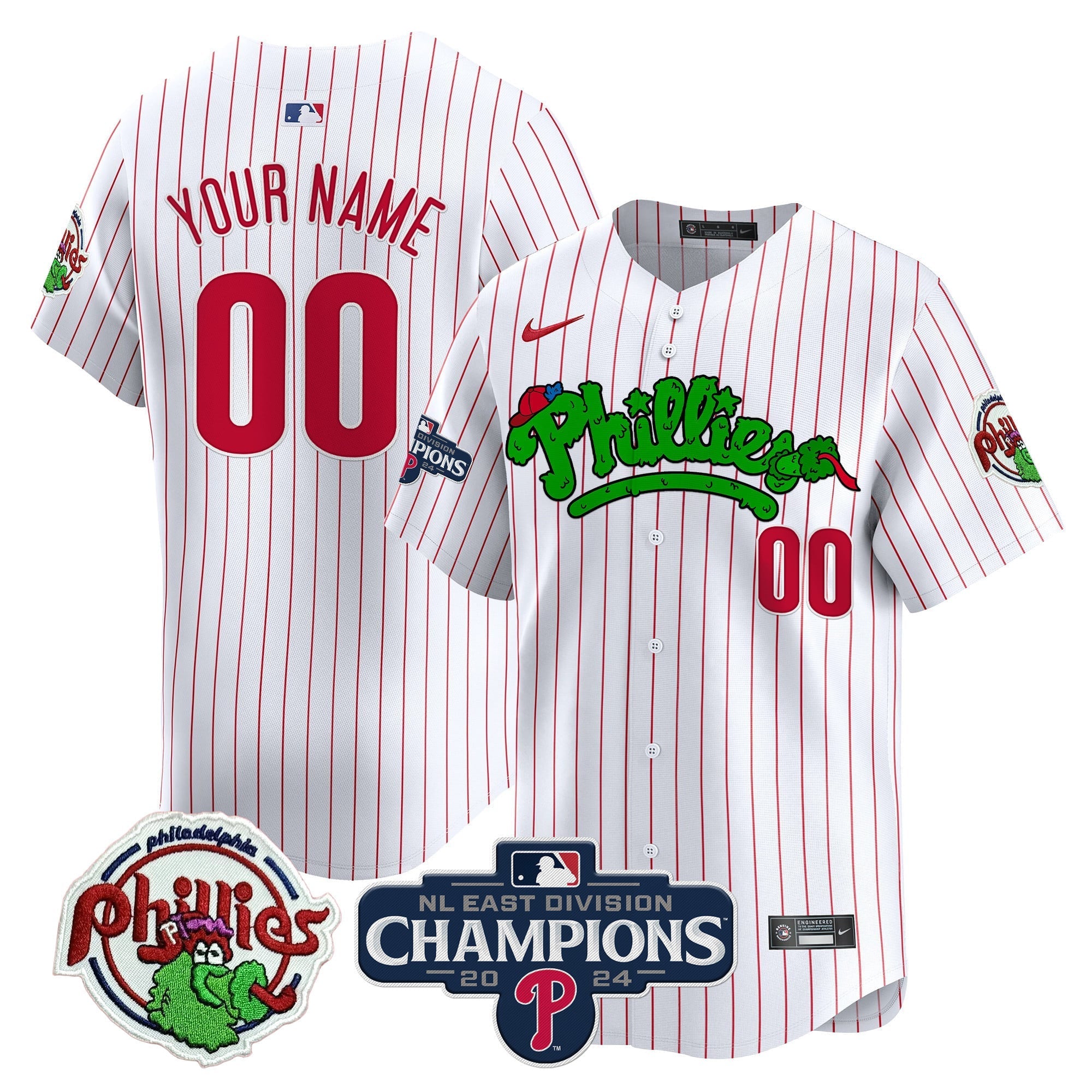 Custom Gender/Name Phillies Phanatic 2024 NL East Division Champions Vapor Premier Limited Jersey - All Stitched