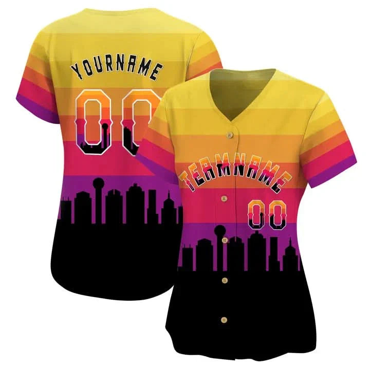 CUSTOM 3D DALLAS CITY NIGHT PATTERN BASEBALL JERSEY - PRINTED