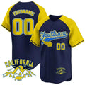 CUSTOM NAVY ALTERNATE YELLOW CALIFORNIA MOUNTAIN BASEBALL JERSEY - EMBROIDERED