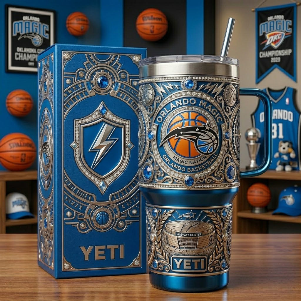 Orlando Magic 40 oz Tumbler with Handle Lid and Straw